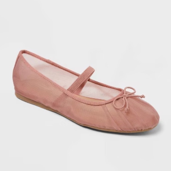 a new day Shoes - A New Day Pink Mesh Ballet Flats with Bow NWT